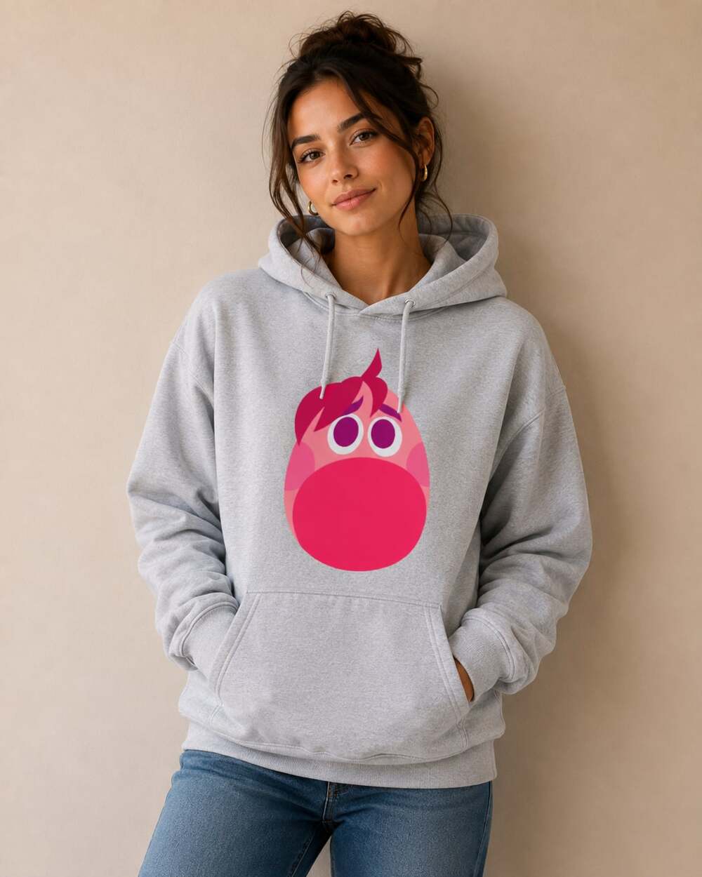 Disney Pixar Inside Out 2 Embarrassment Character Gray Pullover Hoodie
